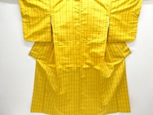 アンティーク　格子織り出し米沢紬着物アンサンブル